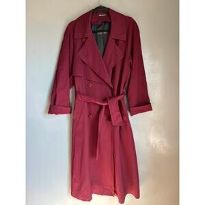 Vintage SANYO Carol Cohen Women's 4P Wine Burgundy Wool Lightweight Trench Coat